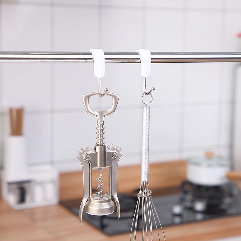 7 Pcs S-Shaped Plastic Hooks Portable Kitchen Bathroom Without Trace Hook Suitable Hanger Hanger Door Back Coat Hook Small Hook