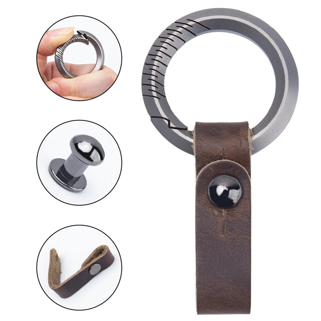 Car Keychain for Women and Men Key Fob Keychain Leather Titanium Alloy Key Chain for Car Keys Detachable Car Key Holder