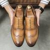 Fashion Italian Brand High Quality Vintage Oxford Shoes Lace Up Engraved Brogue Thick Sole Designer Men's Shoes Business Leather Shoes