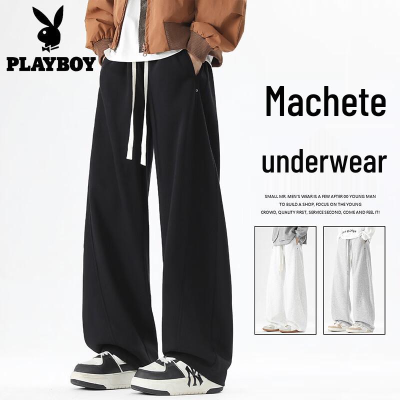 

PLAYBOY Men s American Style Spliced Wide-Leg Casual Pants XL