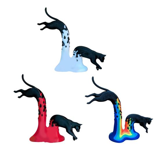 Estatuetas de Gato Impressas em 3D Novidade Estátua de Gato Saltando Colecionável Escultura de Animal para Decoração de Prateleira de Mesa de Casa