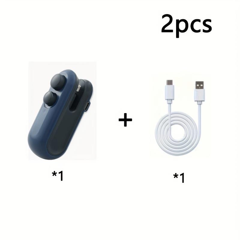 2pcs Snack Bag Sealer Clips  - USB Rechargeable Hand-Press Magnetic Sealer, Quiet & Efficient for Travel, Chip & Cookie Sealing