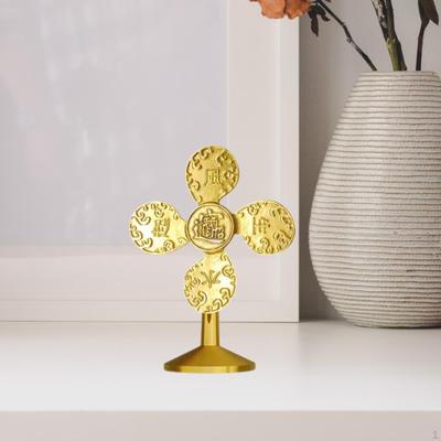 Brass Windmill Ornament Figurine Statuette Small Gold Table Statue Sculpture for Mantel Decor