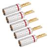 5Pcs J.10054 Serrated Banana Plug 4mm Solderless 24K Gold Plated Speaker Wire Banana Plugs for Speaker Wire Siding Home