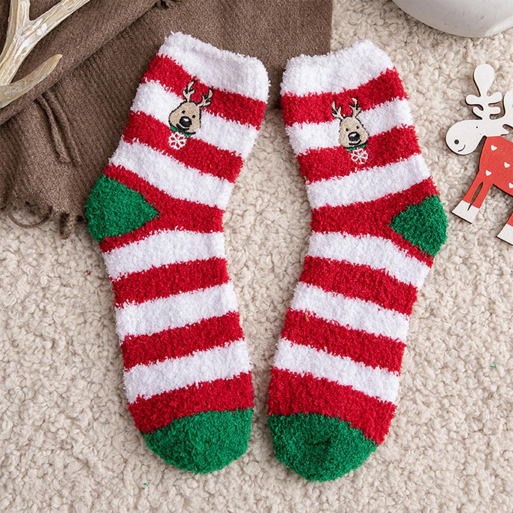 Ladies Christmas  And Winter Thickened Sleep Socks Coral Velvet Warm And Cute
