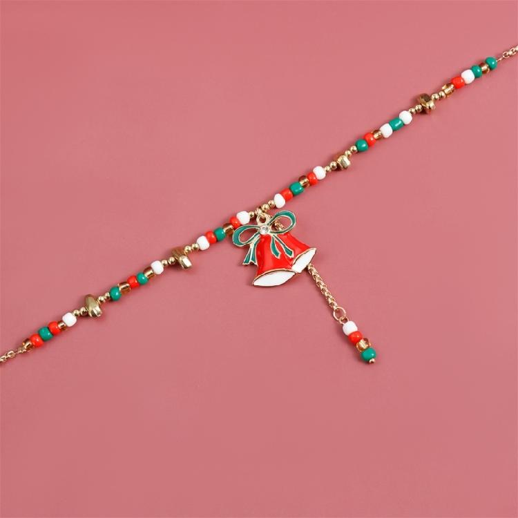 Christmas Bell Charm Bead Necklace Festive Jewelry Clavicle Chain Feature Extender Chain For Women Girls