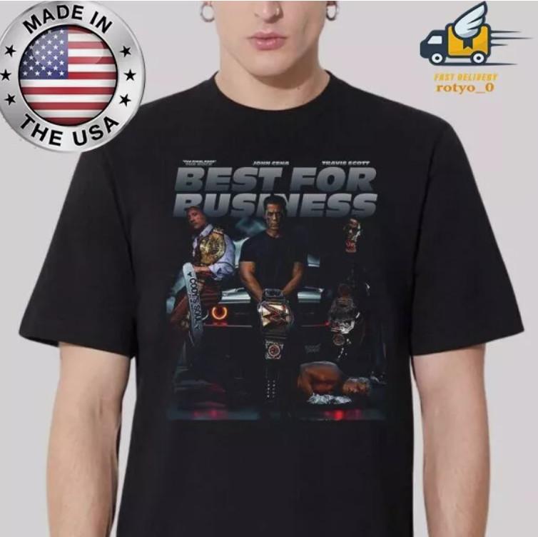 Скала Джон Сина И Трэвис Скотт Лучшее для бизнеса WWE Elimination 2025 Футболка Унисекс Футболка XXXXL