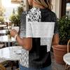Camicia da Donna a Maniche Corte in Cotone e Lino Henley con Bottoni Collo Casual Vestibilità Larga Blusa Stampata Comoda Leggera Top Estivo