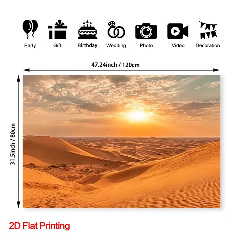 2D Warm Twilight Arid Desert Background for Arabian Travel Theme Birthday Decoration