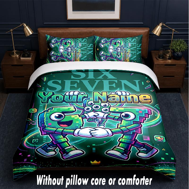 Family Friends Theme Custom Text Or Name 3Pcs Bedding Set,1 Flat Sheet & 2 Pillowcases Personalized Home Bedding