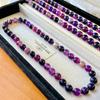 Vintage 12Mm Shujulai Natural Purple Chalcedony Agate Necklace Niche Purple Mysterious Clavicle Bead Chain