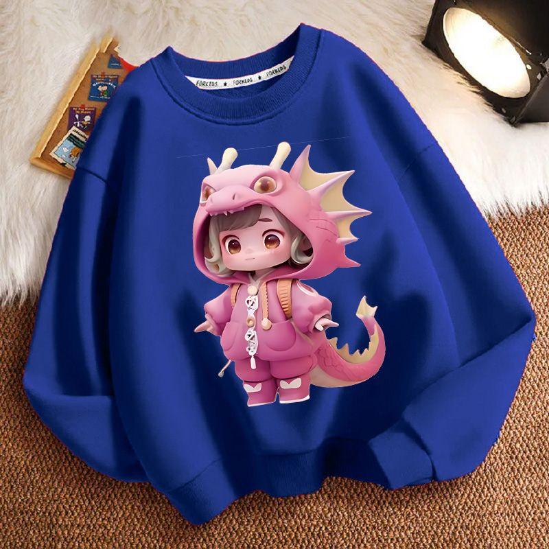 Hanorace drăguțe cu gât rotund cu dinozauri pentru copii, hanorace la modă cu mâneci lungi pentru băieți și fete pentru primăvară și toamnă