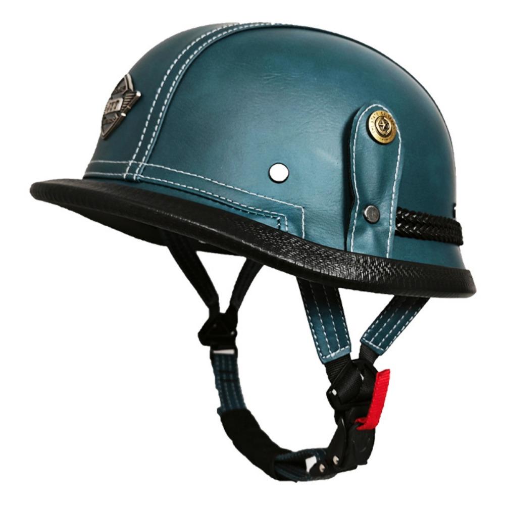 Electric Car Half Helmet Men and Women Four Seasons Cruise Retro German Leather Helmet Handmade Helmet