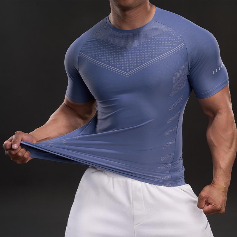 Summer New American Style Casual Short-sleeved T-shirt Fashionable Sports Slim Elastic Fitness Outdoor T-shirt