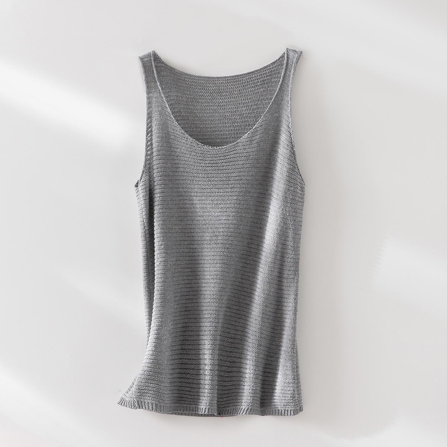 2026 Spring/Summer Women s Lyocell U-neck Knit Sleeveless Fashion Vest Medium
