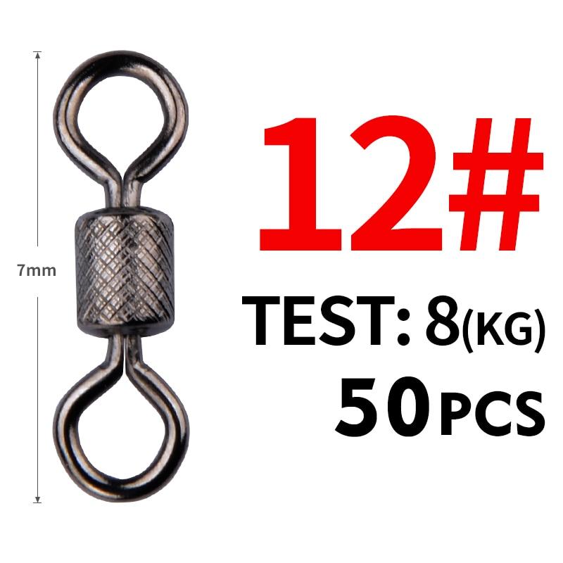 MEREDITH 50PCS/Lot Fishing Swivels Obratlík s kuličkovým ložiskem s bezpečnostní západkou Pevné kroužky Otočný obratlík pro příslušenství pro lov kaprů