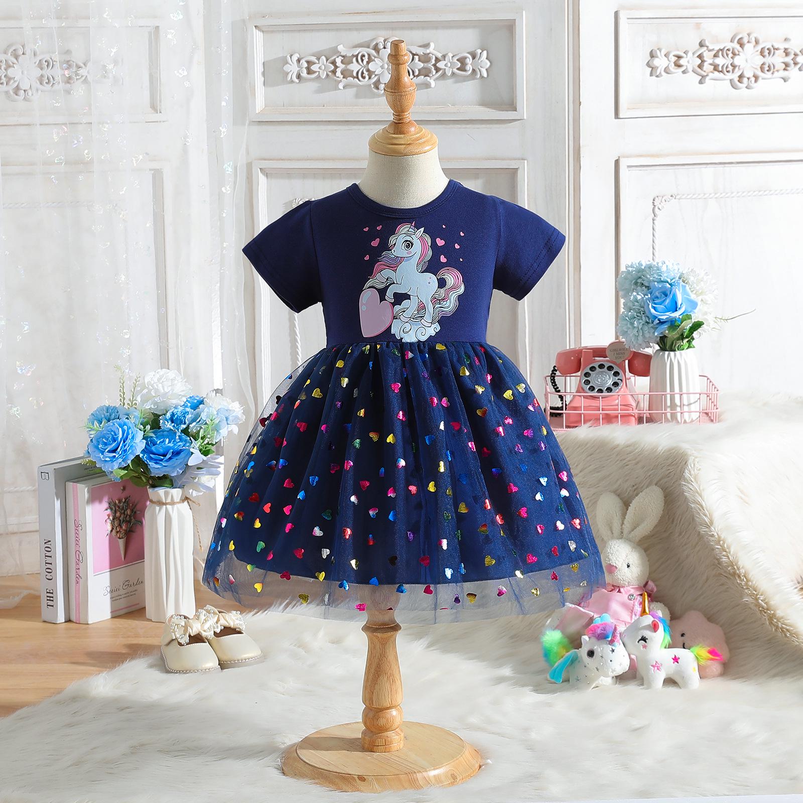 

Платье принцессы My Little Pony - Стильные летние наряды для девочек 2024 года с пышной юбкой из тюля 130cm темно-синий