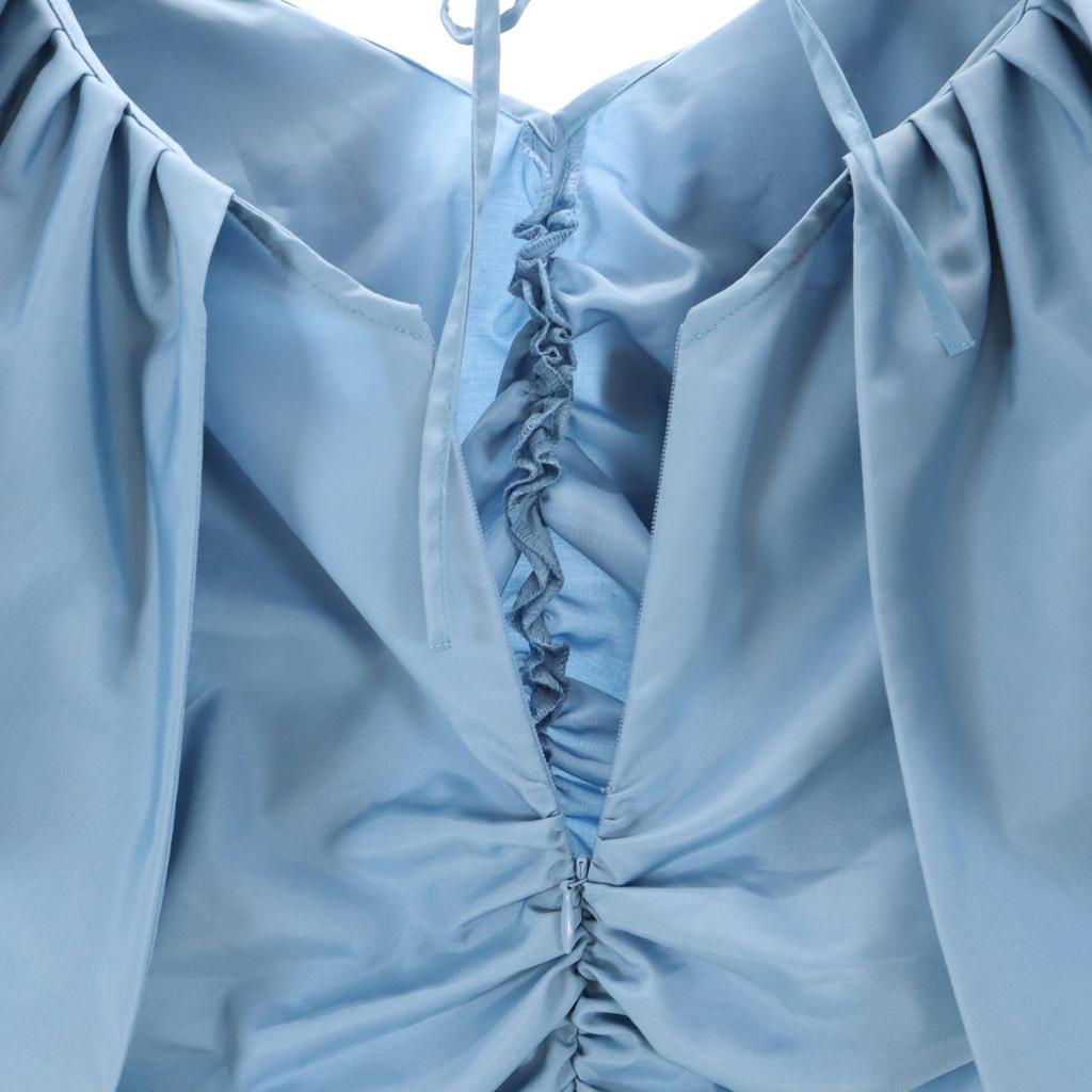 Unused FRAY I.D No Sleeve Big Collar Frill Blouse Blue Women Used