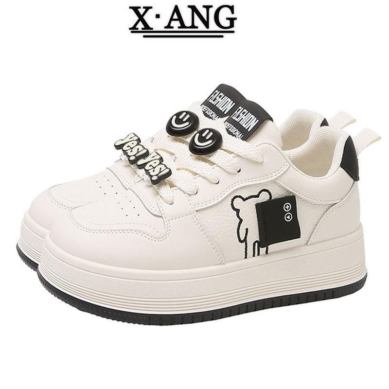 Leather little white shoes women's shoes spring new thick-soled heightening board shoes student versatile casual sports shoes