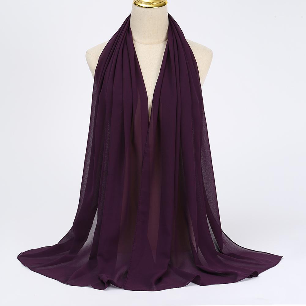 Muzułmańska Chiffonowa Szal Hijab Kobiety Długi Jednolity Kolor Nakrycie Głowy Dla Kobiet Hidżaby Szaliki Panie Muzułmańska Woalka Hidżaby z Jerseyu