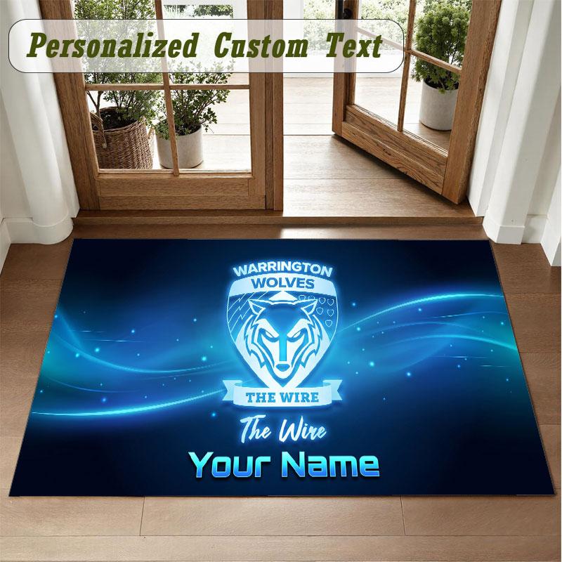 Crystal Velvet Square Rug Custom NameWarrington Wolves FC Pattern Non Slip Home Floor Decor Rug