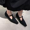 Low heel soft four-season single shoes leather pointed fashion single shoes women's non-slip beef tendon sole large size comfortable cowhide women's