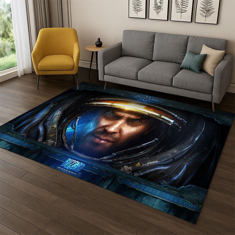 Retro StarCraft Game Gamer Cartoon Carpet Rug for Bedroom Living Room Sofa Playroom Doormat Home Decor,Kid Area Rug Non-slip
