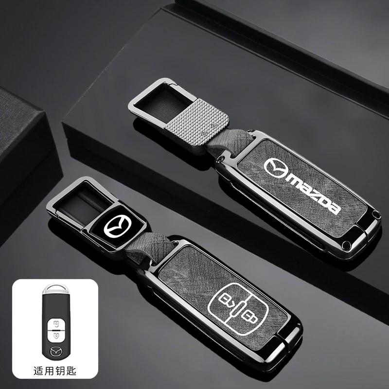 2025 Hot Vintage Wash Water Denim Car Key Case Cover For Mazda 2 3 5 6 Axela Atenza Demio CX-3 CX5 CX-7 CX-9 MX-5  2015-2019 Acc