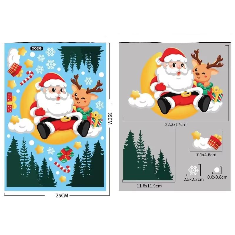 Christmas Window Stickers Santa Claus Snowflake DIY Wall Decal 2025 Christmas Decorations For Home New Year Ornaments Gift