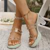 High-heeled cool slippers, summer new crystal fashion rhinestone transparent one-word cool slippers