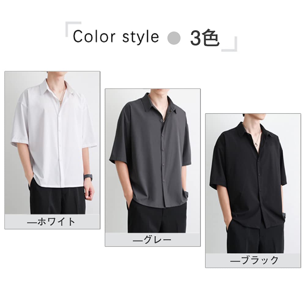 Plain Long Short Sweat Stain Large Dress Short 2XL [Aaronlive] Men's Shirt, Sleeve, Sleeve, Casual, Simple, Stylish, Breathable, Prevention,