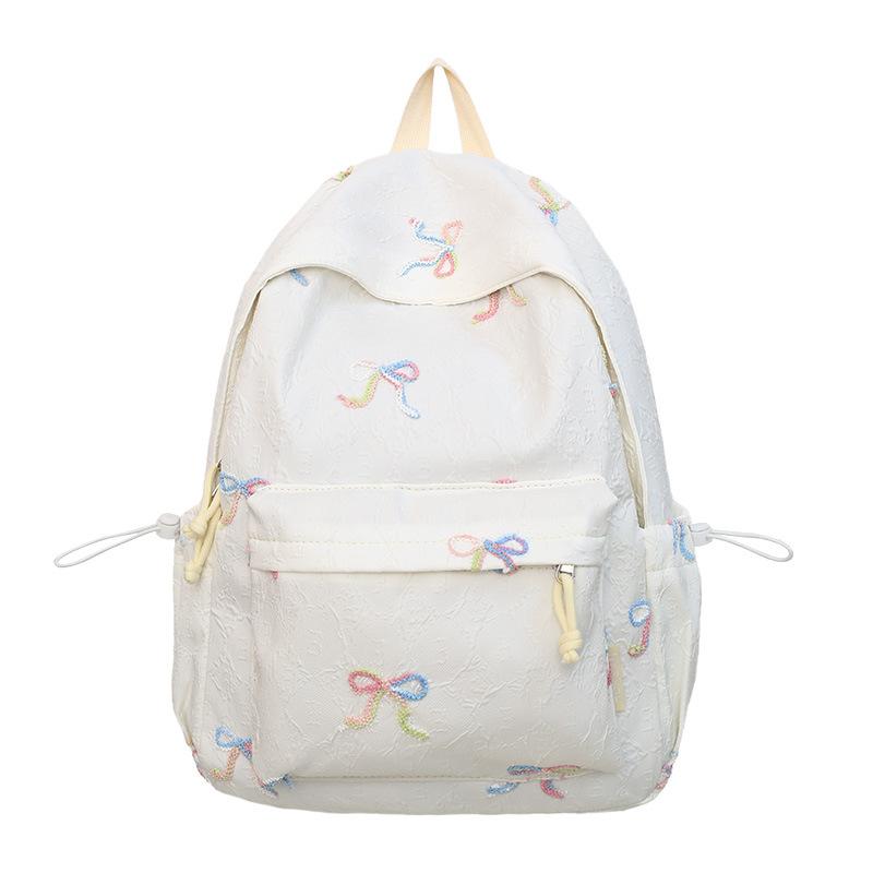 Summer New High-Value Cute Bowknot Backpack for Girls, Elementary and Middle School Students, Japanese Style Double Shoulder Bag