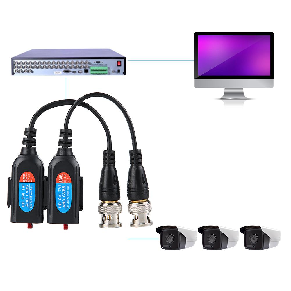 8MP BNC HD Video Balun Pair Transmitter Cable Transceiver Adapter Passive