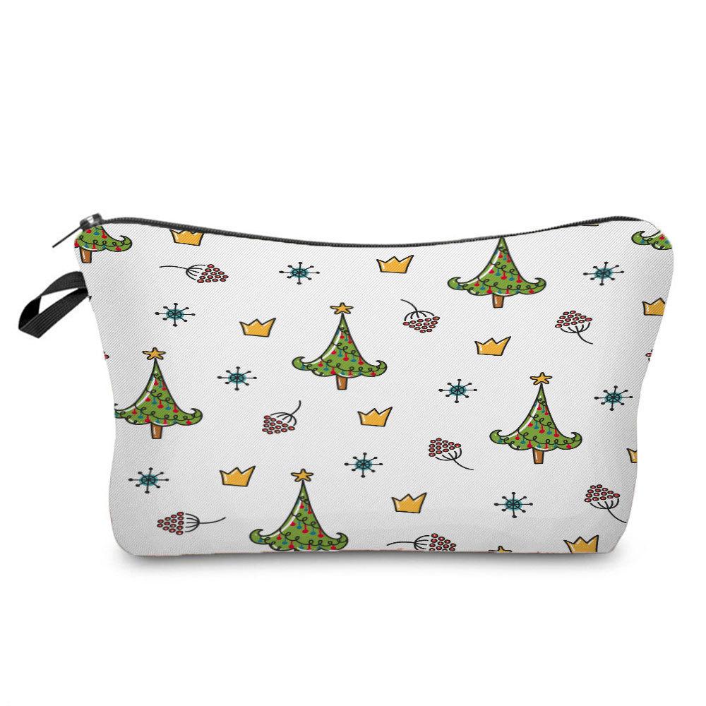 Women Christmas Ornament Print Cosmetic Bag Toiletries Organize Travel Storage Case 6693