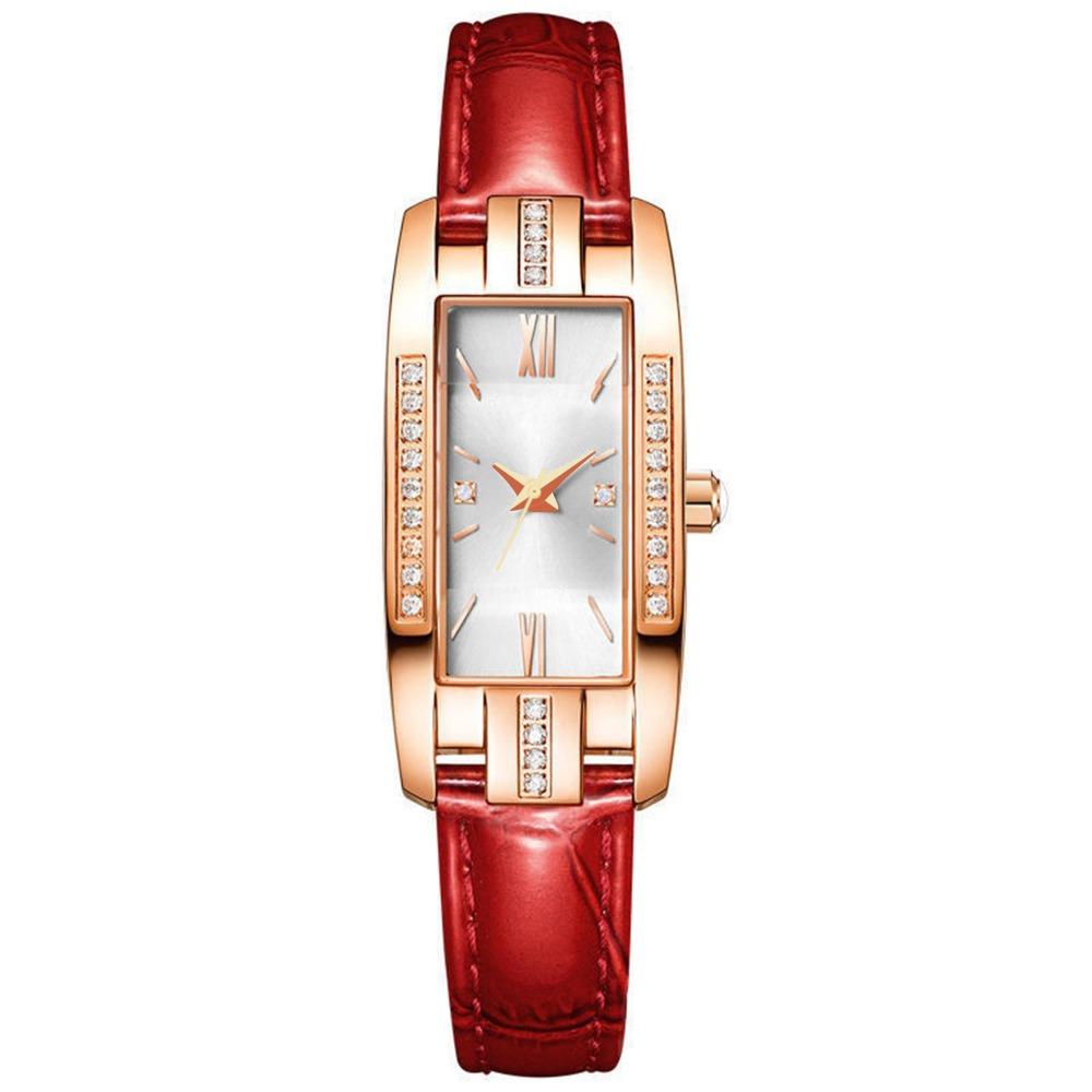 Small Green Watch Women's Watch Niche Light Luxury Diamond-encrusted Student Quartz Small Square Watch