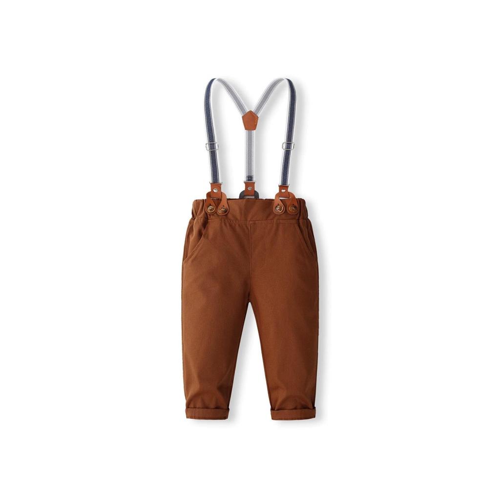 Baby Boy Gentleman Polka Dot Bodysuit & Overalls Set with Bow Tie - Long Sleeve, Two-Piece, Spring/Autumn Formal Wear