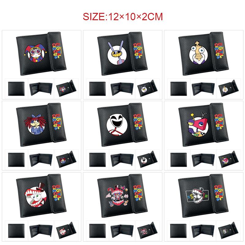 The Amazing Digital Circus PU Leather Wallet Black Snap Closure Anime Short Card Holder for Men Women