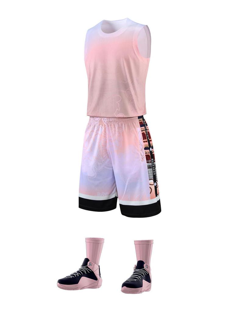 Men's Summer Training Basketball Tank and Shorts Set with Custom Printing