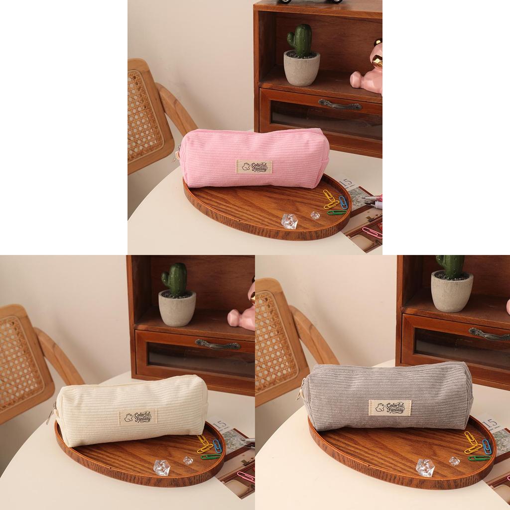Pastel Corduroy Pen Bag With Slim Design For School And Office Use