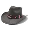 Western cowboy hat men's and women's outdoor sun hat hard cowboy straw hat ethnic style top hat