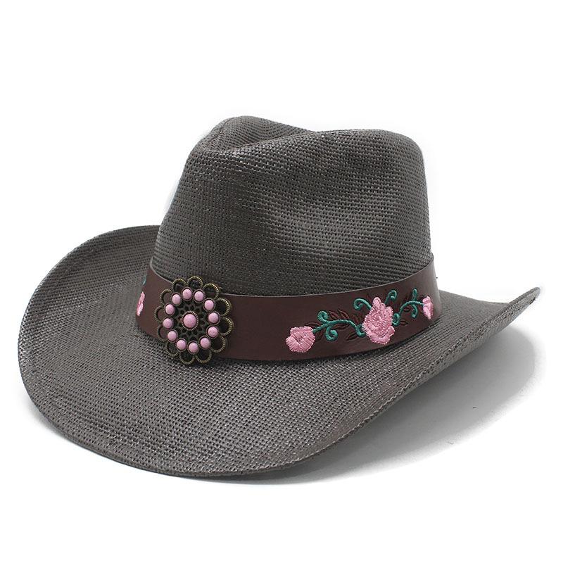 Western cowboy hat men's and women's outdoor sun hat hard cowboy straw hat ethnic style top hat