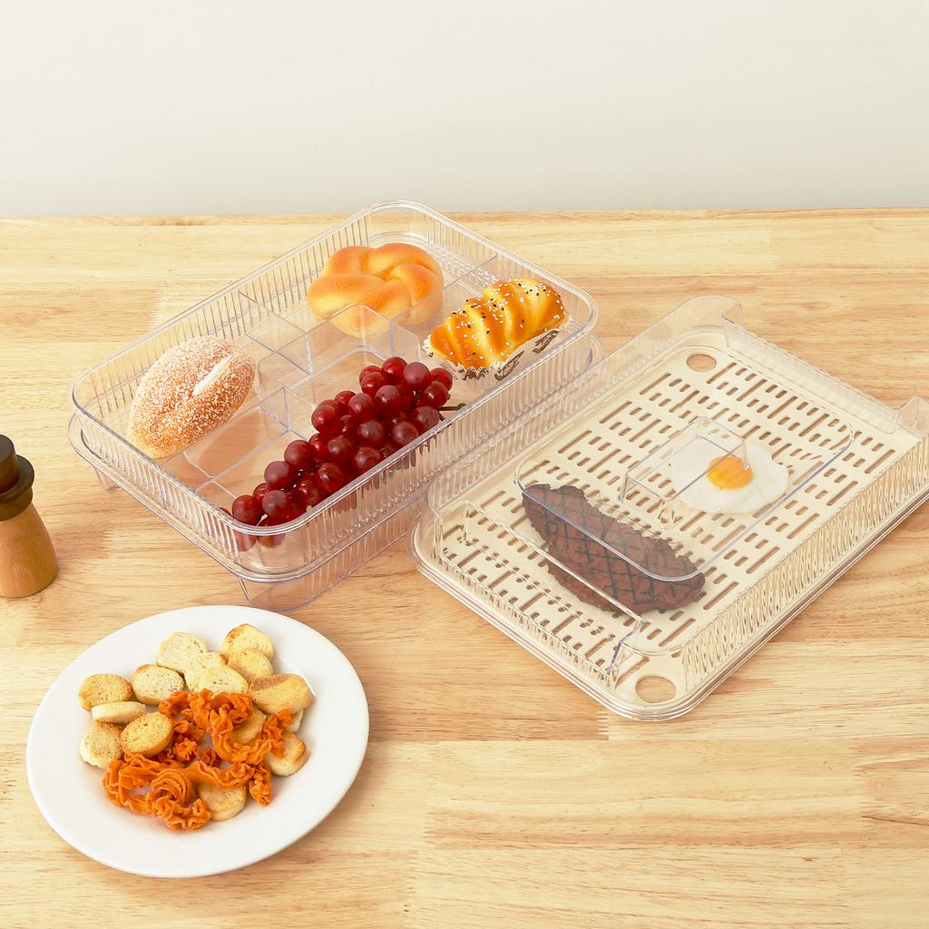 3Layers Plastic Clear Chilled Party Platter With Lid Lightweight Detachable Fruit Ice Serving Tray for Shrimp Cocktail Appetizer