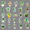 50 Green Plant Stickers: Cartoon-Style for Suitcases, Laptops, Cars, and More