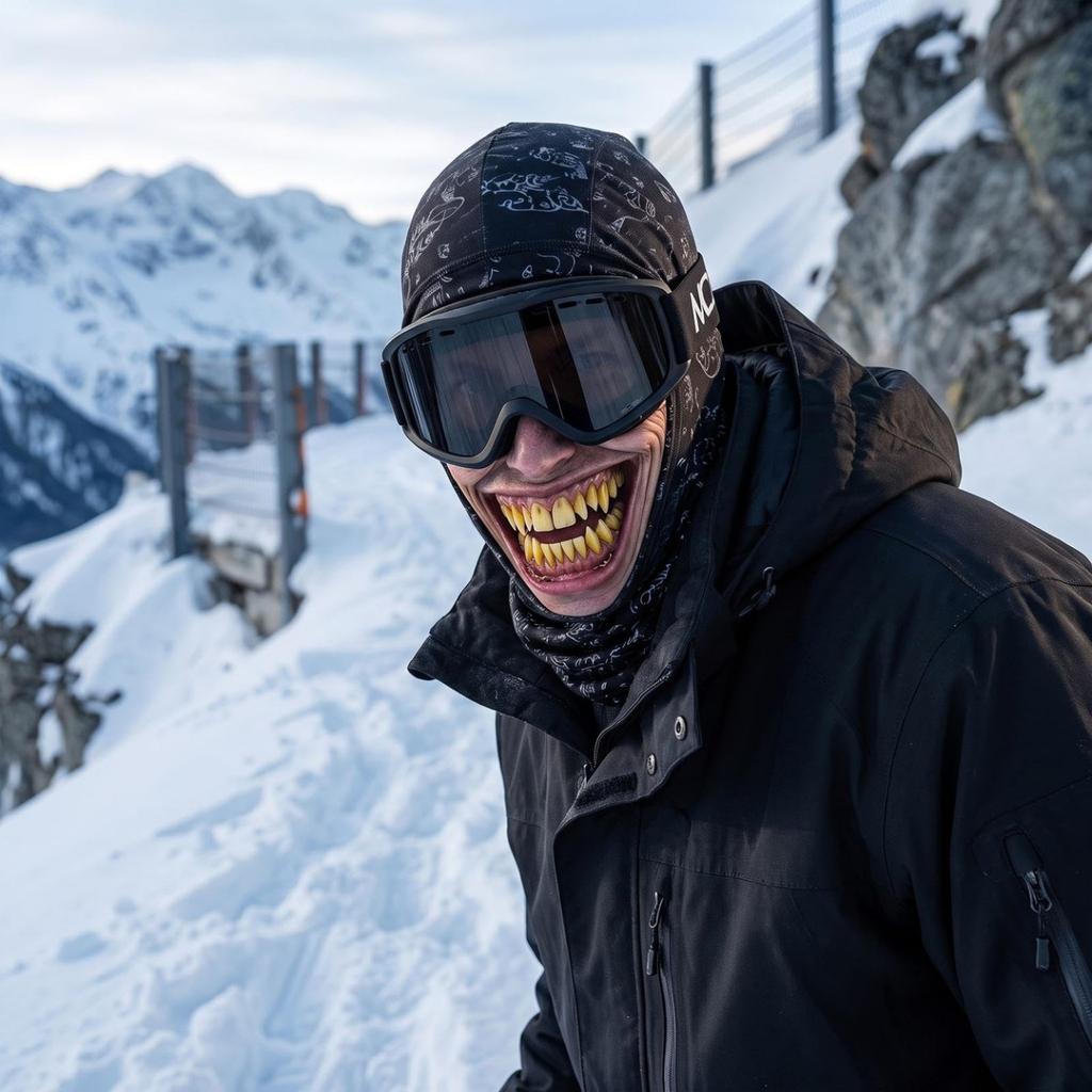 Maschera da Sci Unisex Novità Faccia da Vecchio, Divertente Stampa 3D Integrale Invernale, Occhiali da Sole Non Inclusi