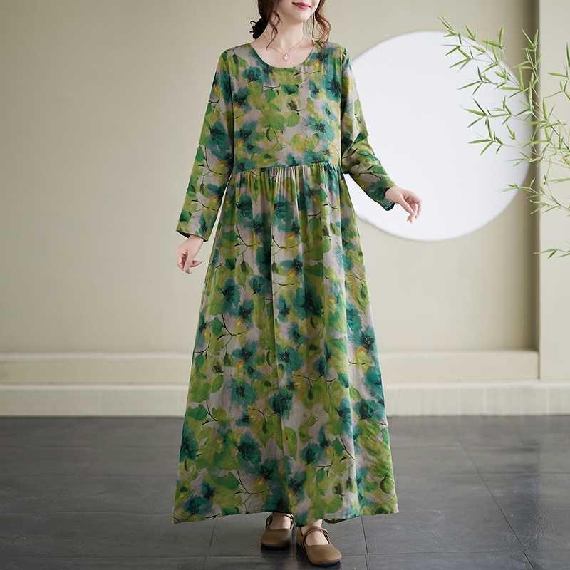 Round Neck Vintage Long Flesh Covering Dresses