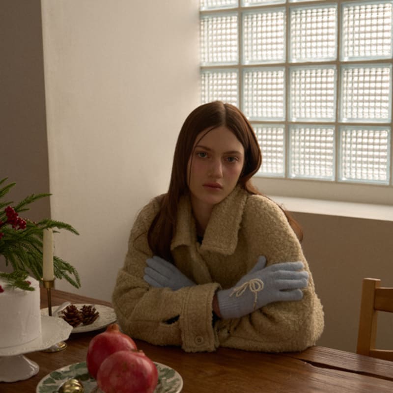 

leterie ANGORA RIBBON GLOVES_BLUE BLUE