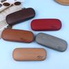 1Pc Pu Leather Eyeglass Box Wood Grain Hard Kit Holder Metal Reading Glasses Case For Men And Women Pu Leather Eyeglass Box