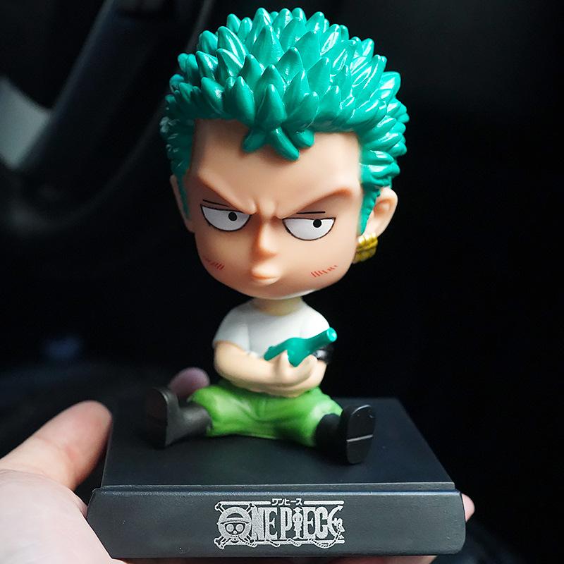 One Piece Luffy Zoro Chopper Car Doll Shaking Head Auto Interior Kawaii Tabletop Ornament Bobble Head Kids Toys Gift