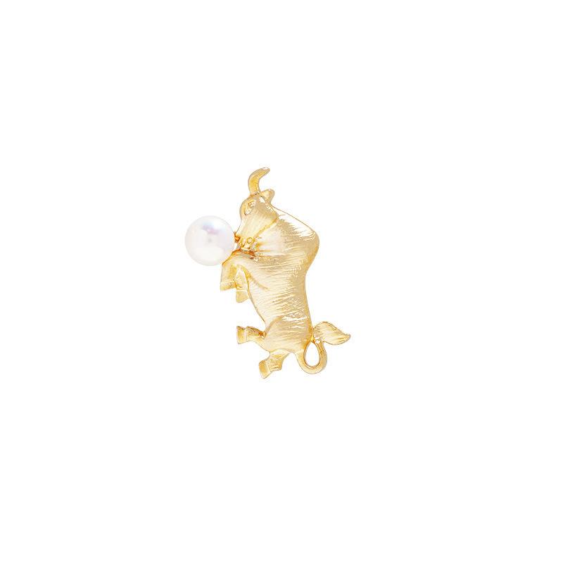 Cute Matte Gold Zodiac Brooch Vintage Animal Brooch Clothing Brooch Rabbit Dog Ma Long Pig