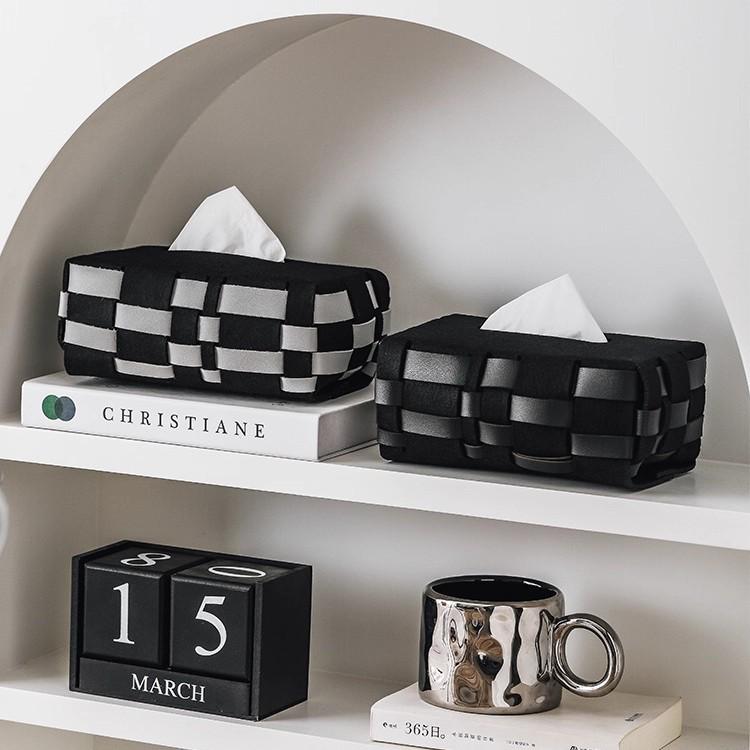 Elegant Woven Plaid Tissue Box for Home and Car